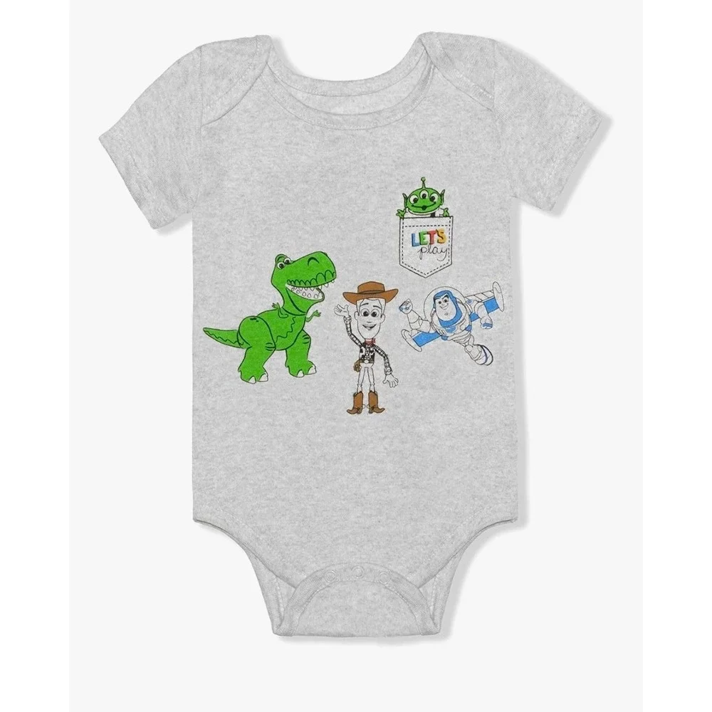 Disney Toy Story Woody Buzz Lightyear Rex Boys 3 Pack Bodysuit‎ Newborn 0-3 mo